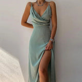 Women's Dress 2025 Summer Sling V-Neck Open Fork-Print