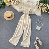 V Neck Vintage Hollow Out Sexy Summer Full Length Jumpsuit Women spaghetti strap Playsuit backless Beach holiday