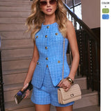 New Sleeveless Small Fragrant Vest Vest With Texture Shorts Two Sets Of