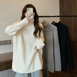 Wind Asymmetrical Zipper Turtleneck Sweater In Long Versatile Loose Design Sense Niche Knit-Outfit