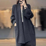 Long-Sleeved Sweater Coat Women Thicken Medium Long Chryse-Infrepeed Loose Lazy Knitted