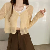 Thin Summer Coat With New Hollow Hoodie Shawl Sling Knitted Open