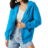 New Solid-Color Hooded Plus Velvet Sweatshirt Long-Sleeved Jacket Lady Street Loose Large Size Zipper