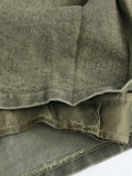 Women's Denim Skirt Retro Wash Green Pleated Pockets High Waist Zipper Short Mini Skirt 2024 Summer New Fashion 29L2823-Outfit