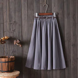Toloer New College Wind Small Fresh Literary A Word Skirt Versatile Long Skirt Female Send Belt-Outfit