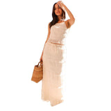 And Summer 2025 New Sleeveless Sleeveless Loose Waist Two Sets INS Vacation Loose Skirt Suit
