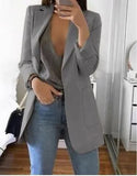 2022 New Solid Color Fashion Casual Suit Collar Long Sleeve Slim Temperament Coat Women Large Size Hot Sale