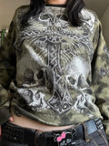 oversize long-sleeved shirt with skull cross