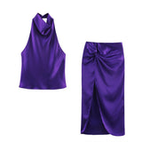 Summer New Silk Hysm Texture Hanging Neck Dress 3203317 Vatry Dress