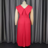 Spring And Summer Temperament V-Neck Dress Country Wind White Red Folded Dress Elegant