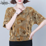 Shirt 2021 Summer New Women's T-Shirt Short Sleeve Sequin T-shirt Women's Top and Shirt Korean Office Lady Style Tops