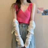 Color Cross Waistcoat Women Wearing Summer Slings New Deep V Bosom Sexy Hottie Sleeveless Top In