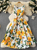 Dress Women's French Retro High-End Waist Dress Shows Lean Temperament, Swinging Vest And Long Dress-Outfit