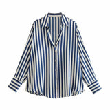 Women's Clothing In Autumn 2025 20 Color Buff Silk Densate V Collar Long-Sleeved Striped Vertical