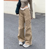 Ruched Khaki Baggy Cargo Pants-Outfit