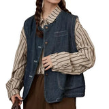 Denim Vest Vest Vest Women's Spring And Autumn Fashion Fashion New External Folding Shirt Shoulder