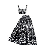 Knitted Set Women's Sleeveless Vest + Mid-Long Half-Dress Senior Geathed