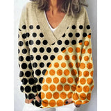Christmas Abstract 3D Print Big V-Neck Long-Sleeved
