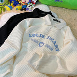 Waffle Texture Polo Sweatshirt-Outfit