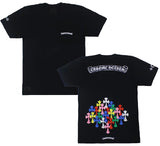 T-Shirt Chrome Hem Colorful Tomb Cross White Short-Sleeved