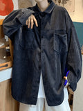 Men's Simple Pocket Corduroy Long Sleeve Shirt-Outfit