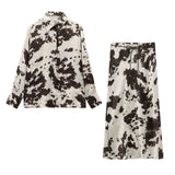 Shirt Women's Skirt Set Explosive Texture Silk With Belt Animal