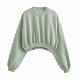 New Basic Short Style Sweater 8417803 Elastic Waist Jogging Trousers Set-Outfit