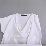 Spring Pleated Asymmetrical Cotton T-Shirt 0254338-Outfit