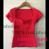 new spring sqaure collar sleeveless knitting pullover slim short high waist top female tank
