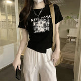 Toloer Girl Style Design Sense Short T-Shirt Summer 2024 New Irregular Chic Niche Ins Short Sleeve Shirt Women's