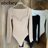 Winter Women's Sweater Sexy Low V-Neck Long Sleeve Red/Khaki/White Playsuit Female Elegant Knit Jumper Fashion New