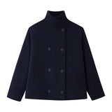 Women's Autumn New Fashion Asymmetric Blending Short Loose Coat