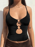 O Ring Cutout Crop Cami Top-Outfit