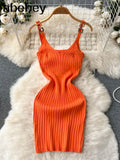 Women Sexy Knitted Pencil Dress Sleeveless Off Shoulder Elastic Slim Party Dresses Summer Fashion Sheath Strap