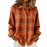 Imitation Sweater Cardigan Women In Autumn And Winter Wearing Loose Lazy Wind Soft Glutinous Anti-Knitwear Shirt - Orangered / S