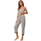 Toloer Female Summer Lace Edge Sexy Sling Trousers Two-Piece Women's Home Wear OZON-Outfit