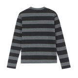 Women Y2K 2000s Retro Knit Basic Tee Shirt Casual Grey Black Striped Long Sleeve Round Neck Tops Club Streetwear-Outfit