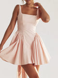 Backless Bow Mini Dress-Outfit