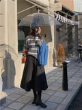 2022 Autumn Winter Women Thicken Cotton Skirts Female Fashoin Plaid Ankle-Length Quilted Skirts Swing Skirt