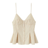 Buckle Swing 2025 Wide Short Female Vest Open Back Sexy Sling Skirt V-Neck
