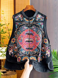 Black Loose Outer Shoulder Women's 2023 Autumn Fashion Embroidered Jacquard Vest-Outfit