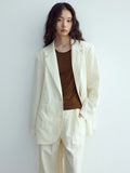 [Daihe] Early Autumn New Leisure Lapel Easy Simple Pure Color Match Thin Suit Jacket H7380-Outfit