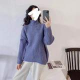 2020 Winter Korean Style Women Casual Thickened Soft Wool Blended Knitted Turtleneck Pullover Long Sleeve Oversized