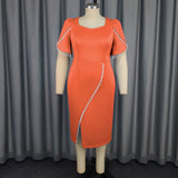 African Plus-Size Temperament Women's Dress Elegant Style Lead Pearl Open-Fork Dress