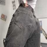 High Street Retro Loose Thin High Waist Jeans-Outfit