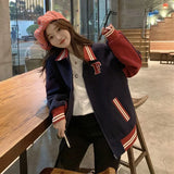 Women's Baseball Jacket Uniform 2022 Autumn Long Sleeve Loose Jacket Embroidery Pattern Jacket College Style Jacket Women's
