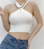 Women's Mb Sexy Cross-Hanging Neck Knitting Short Outer Wear Inside The Bottom Sling Sling Vest