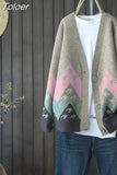 Matching Knitted Cardigan Women's Korean Sweater Coat Long Button Popular Retro All-match Chic Fashion Cardigan