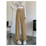 Toloer Figure Black Wide Leg Pants Female Autumn High Waist Down Narrow Version Small Thin Loose Blasuit Pants-Outfit
