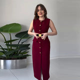 New Women's Single-Cringed Knitless Knitted Solid-Colored Waist